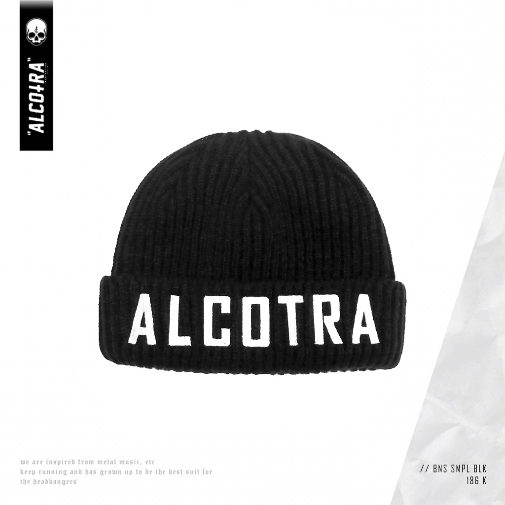 BEANIE SMPL BLK // BEANIE BORDIR SIMPLE FONT BLACK ALCOTRA