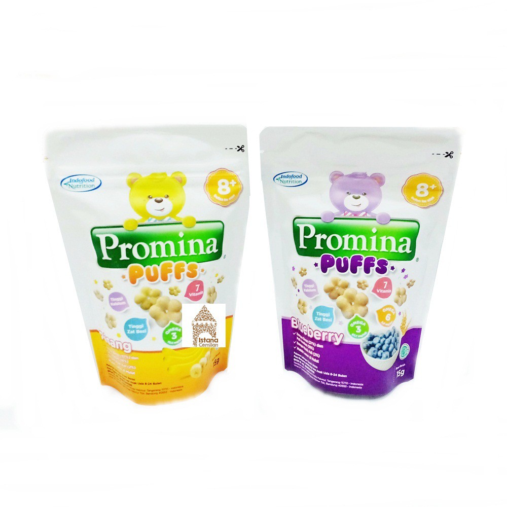 Promina Puffs Snack Cemilan Bayi 8+ Pisang / Blueberry / Strawberry