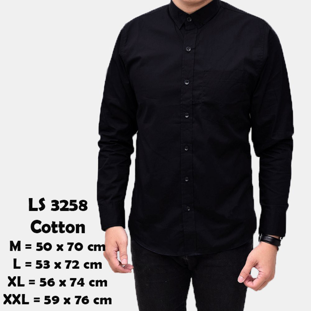 Kemeja Polos Pria Formal Putih Hitam Navy Biru Dongker Maroon Blue Lengan Panjang - kemeja putih
