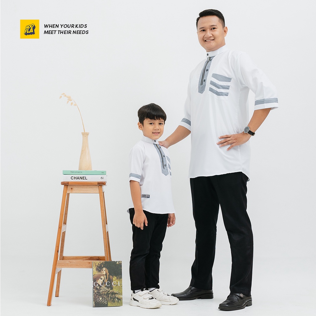 Hooflakids Baju Couple Koko Kurta Ayah Anak Tangan 3/4 Bani Luqmanul Hakim