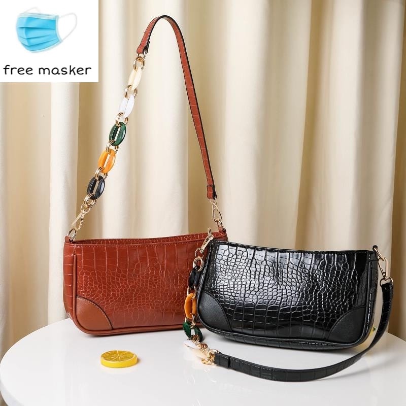 Tas Wanita Motif Croco Rantai #016