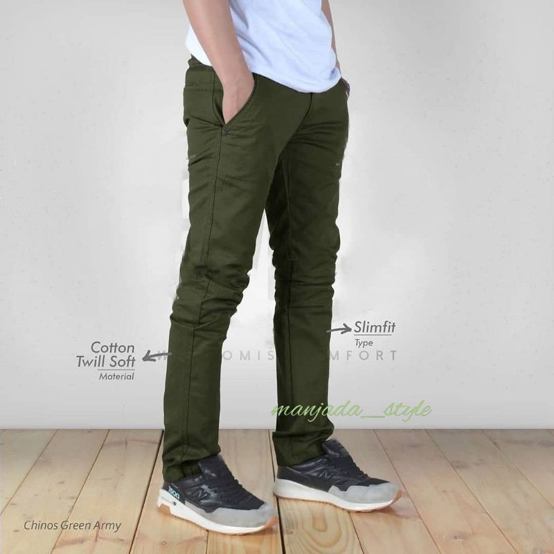 CELANA CHINO Panjang pria Slimfit KERJAHARIAN Santai Casual Formal Hitam Abu Cream Mocca Size 27-38