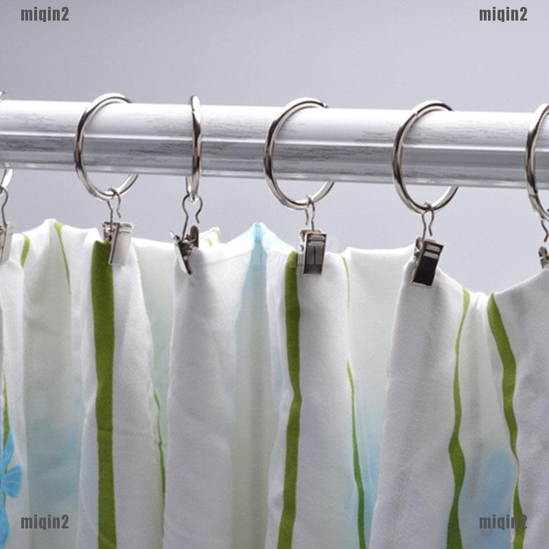 Id10pcs Movable Stainless Steel Shower Hanging Curtain Rod Clip