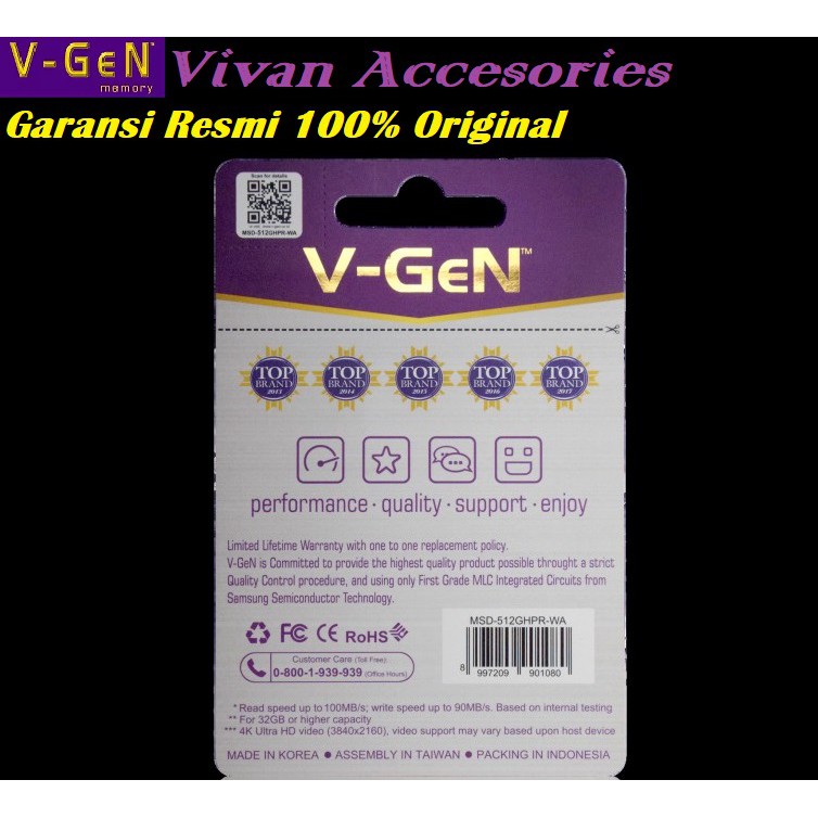 MicroSD V-GeN Hyper 512GB Class 10 Memory Card Micro SD VGEN 512 GB NA
