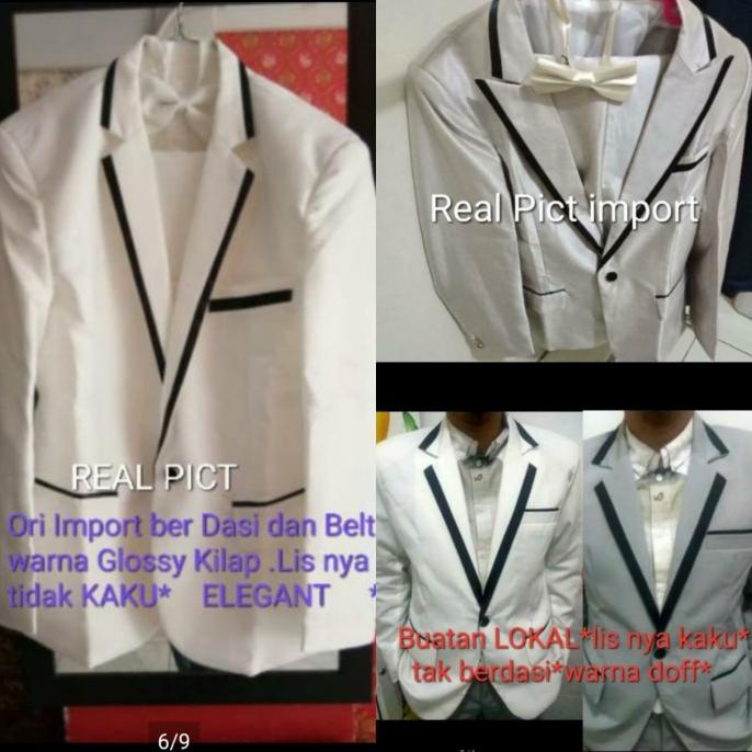 JSMA 02A Setelan Jas Formal Blazer Pengantin Pria Hitam Putih Import