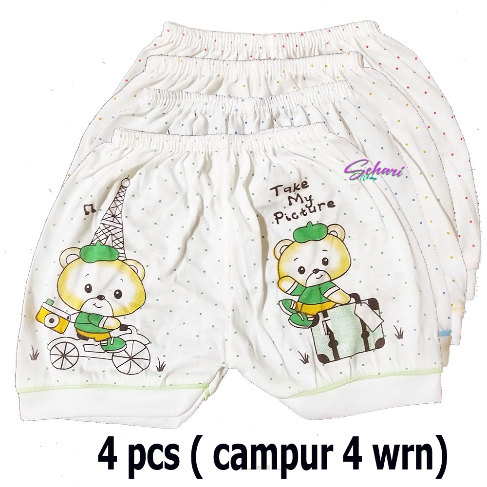 4 pcs calana pendek bayi 3- 9 bulan SNI ( motif bear menara )