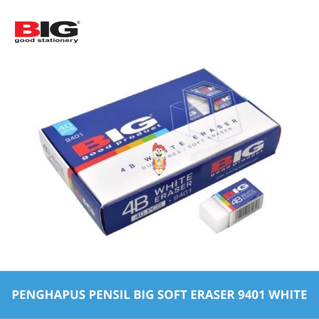 

Penghapus pensil / pencil eraser BIG B40 9401 White / putih