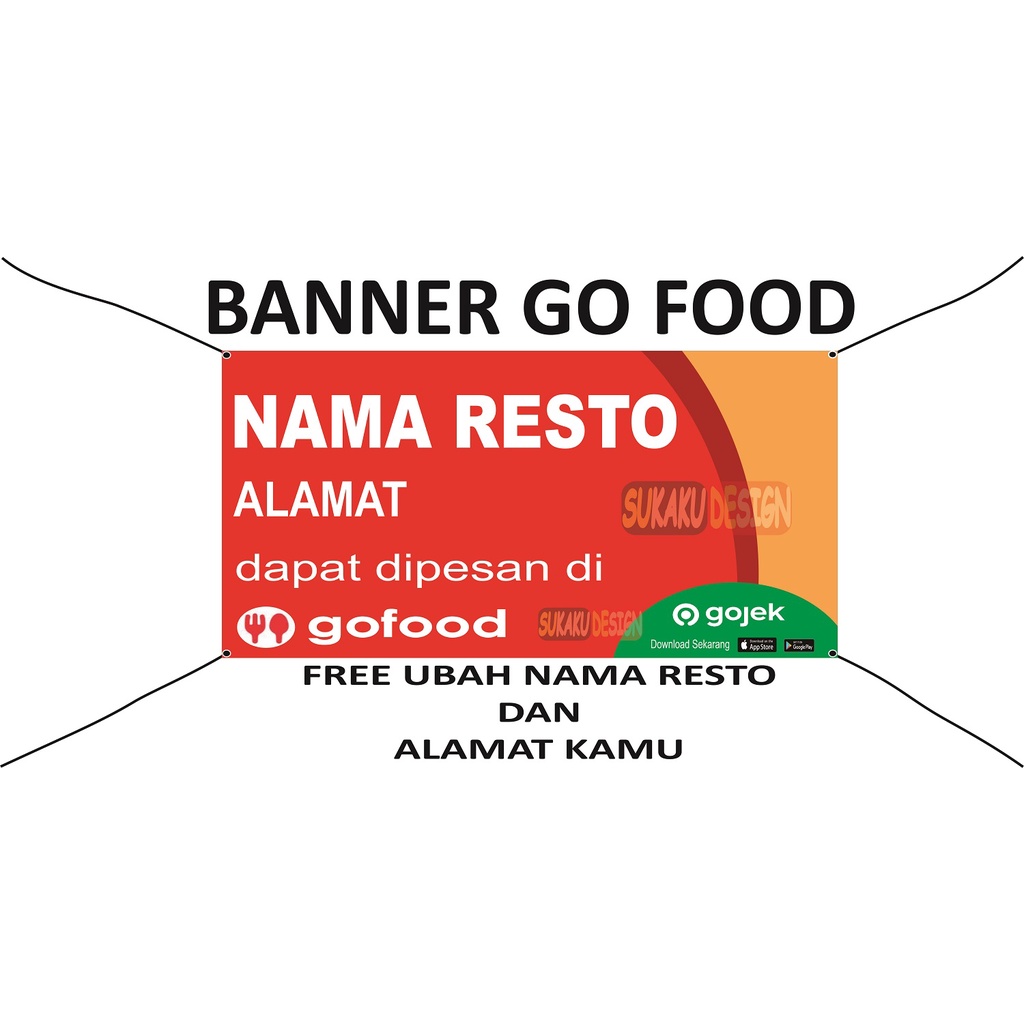Banner | Spanduk | Gofood Free Tambah Tulisan | bisa COD