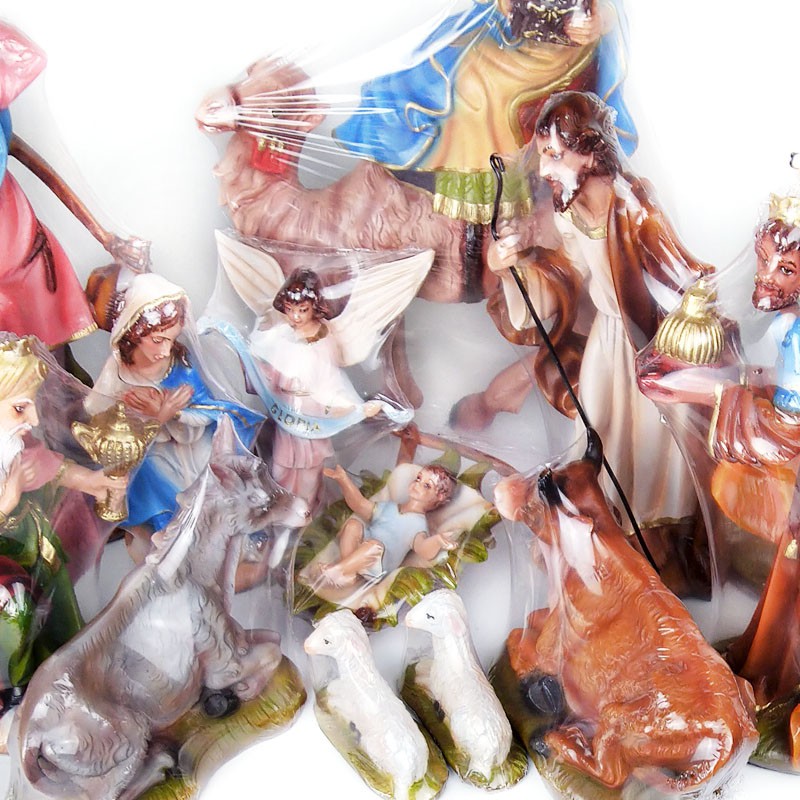 Set Patung Natal Manusia Berdiri 30 cm Raja Naik Unta 40 cm Bayi Yesus Maria Yosef Gembala Ternak