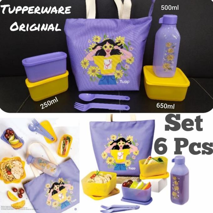 Tupperware Set Crystalwave Bekal Lengkap Kotak Makan Tas Ori Promo