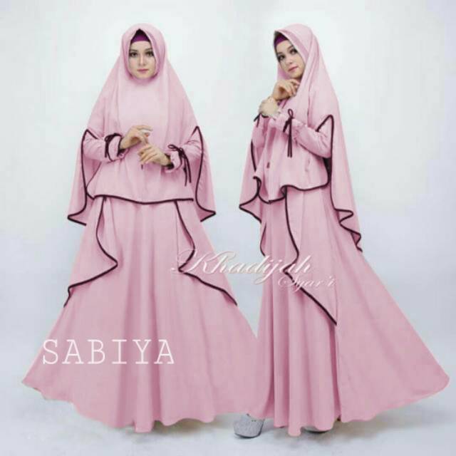 GAMIS MUSLIM SABIYA SYARI PINK DW + DAPAT HIJAB | DRESS WANITA | GAMIS MUSLIMAH | FASHION MUSLIM