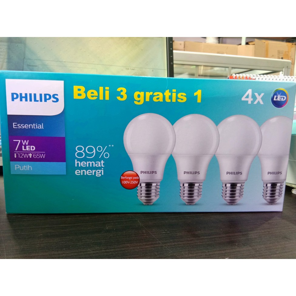 Lampu LED Philips Multipack Essential 5W, 7W, 9W, 11W Promo Beli 3 Gratis 1