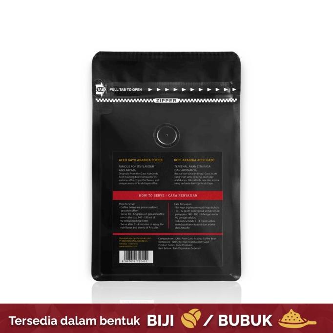 

Artcofie Kopi Aceh Gayo Arabica Pouch Biji / Bubuk 200g
