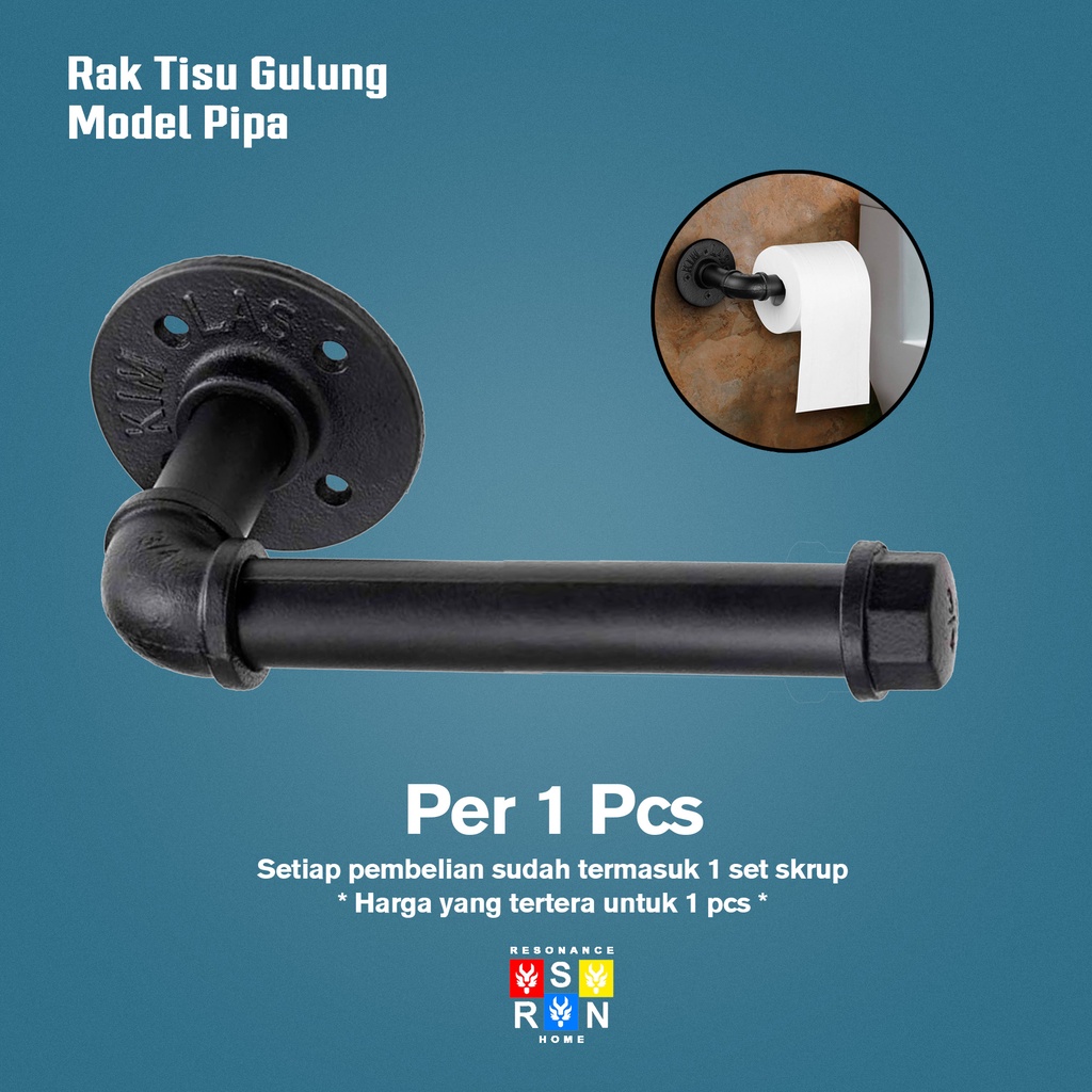 Rak Tisu Gulung Model Pipa Vintage Industrial / Tissue Holder Resonance Home