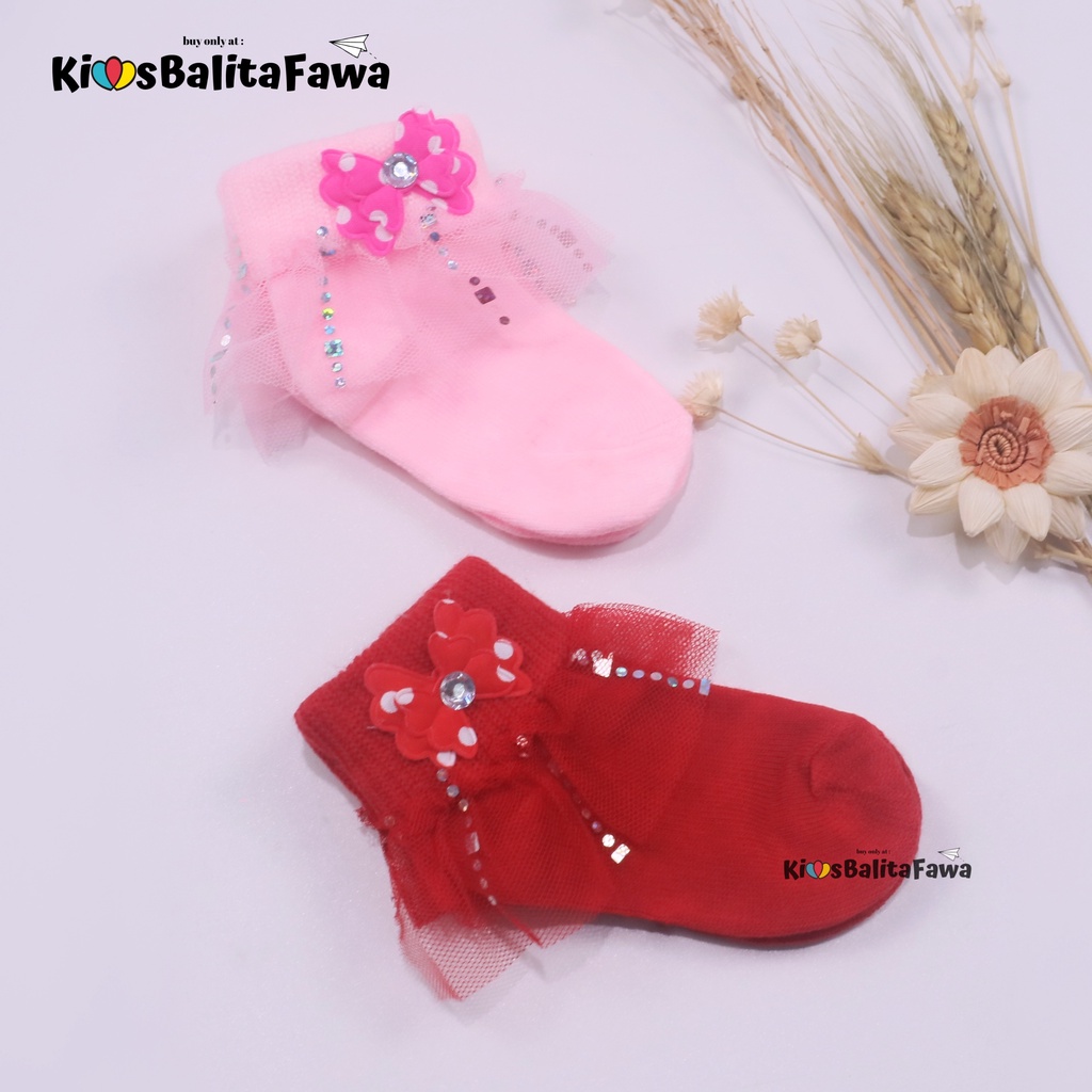 (IMPORT) Kaos Kaki Baby New Born 0-12 Bulan Pita Renda / Kids Socks Polos Bayi Perempuan Bahan Rajut Halus