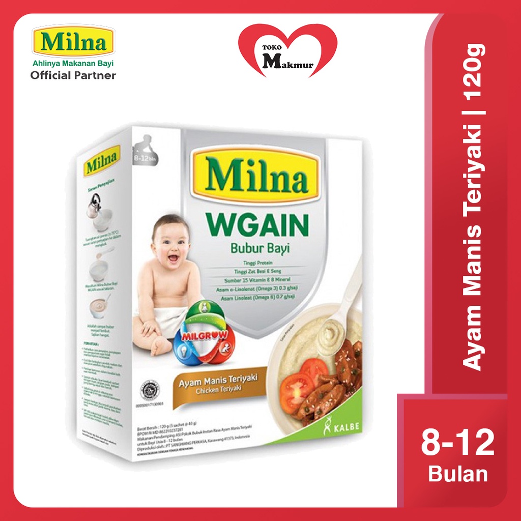 Milna Bubur Bayi Weight Gain 120Gr / Toko Makmur Online