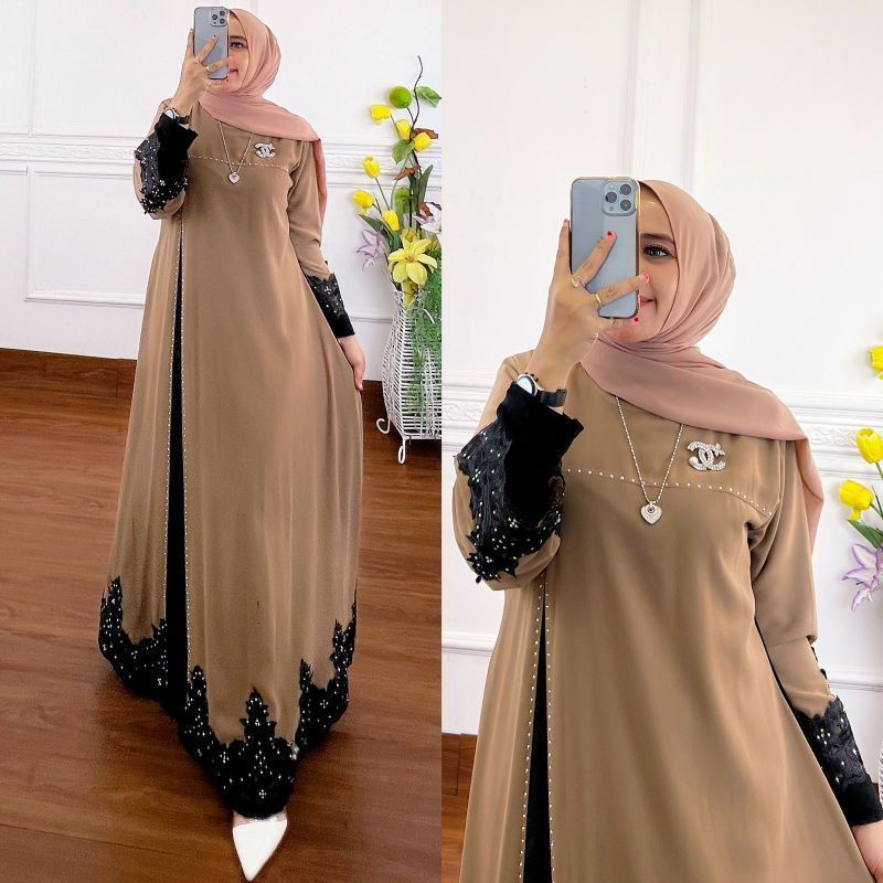 DRESS ARIFA BAHAN FULL CERUTY+BORDIR SWSROSKY