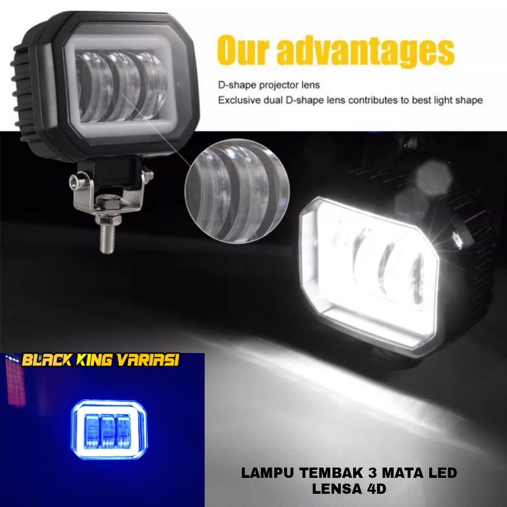 Lampu Tembak LED Cwl Daymaker 3 Mata K30 Kotak Lampu Tembak Sorot Daymaker 3 Lensa Model Kotak