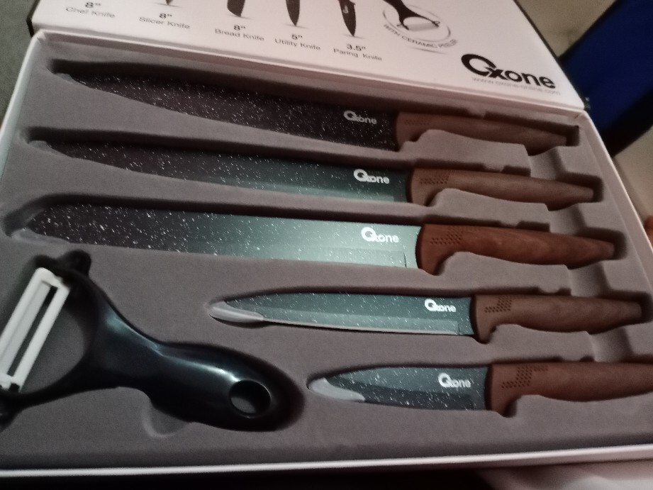 Oxone Ox 605 Pisau Set Black Marble 6 In 1