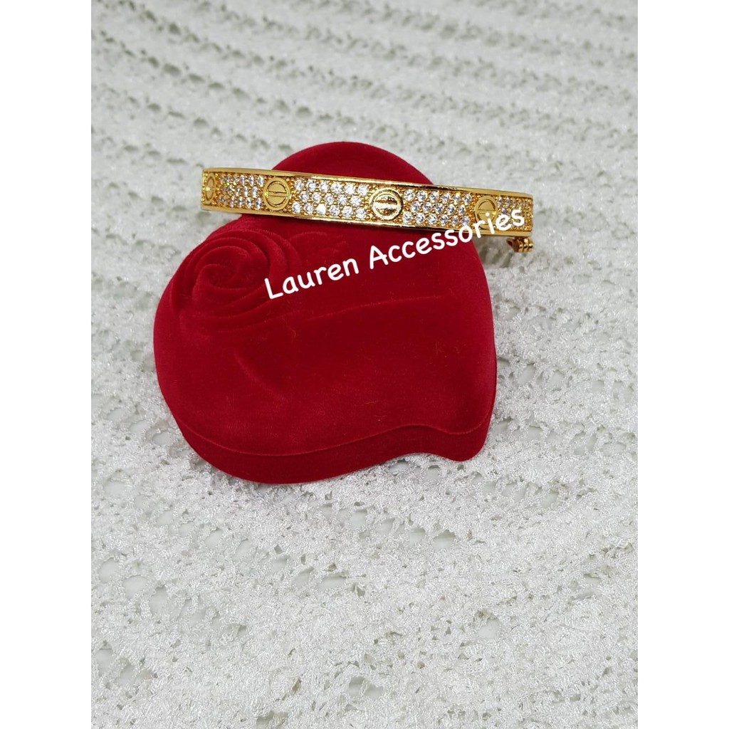 Gelang Tangan Kaku / Bangkok Dewasa Motif Cartier Perhiasan Imitasi Lapis Emas Kuning GT 5600