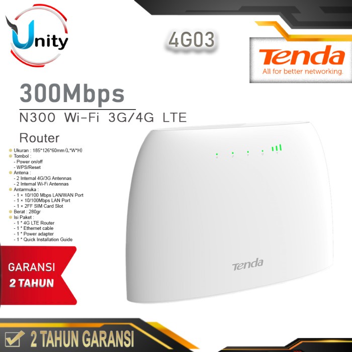 MODEM WIFI TENDA 4G03 4G LTE WIRELESS MODEM ROUTER 300MBPS SIM CARD