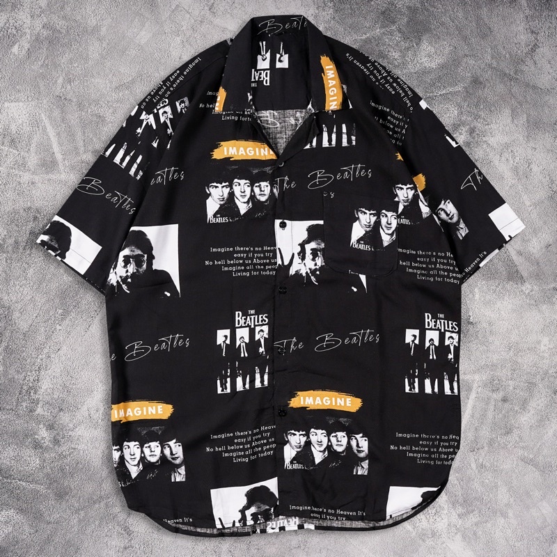 [N00342] Kemeja Distro Full Print Motif THE BEATLES