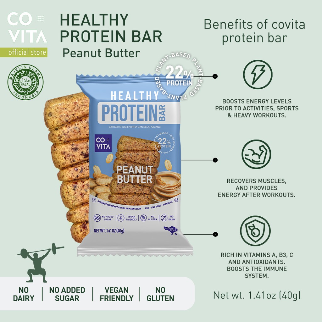 

Covita Healthy Protein Bar - Peanut Butter - Snack Instant Sehat