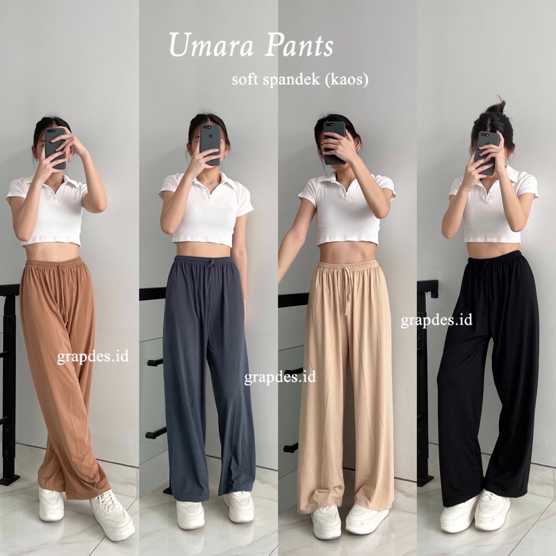 Umara Pants Soft Spandek | Celana Kulot Wanita | Loose Pants M L XL dan XXL