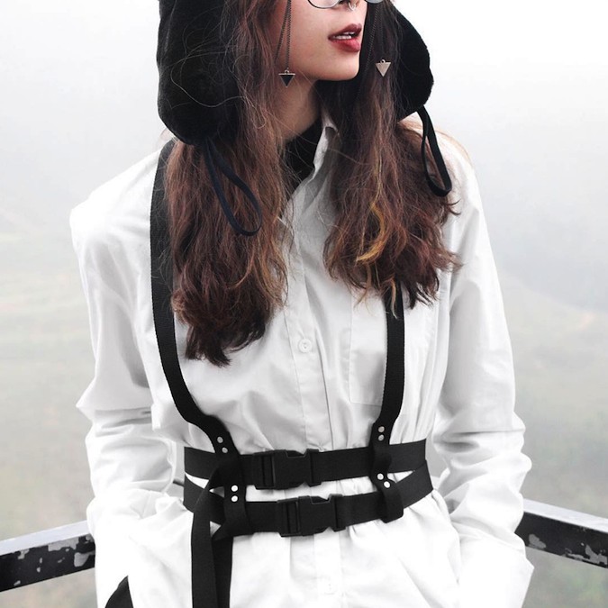 [READY] GRUNGER Strap Harness Belt Aksesoris Harness Streetwear Korea Unisex Adjustable Suspender Ko