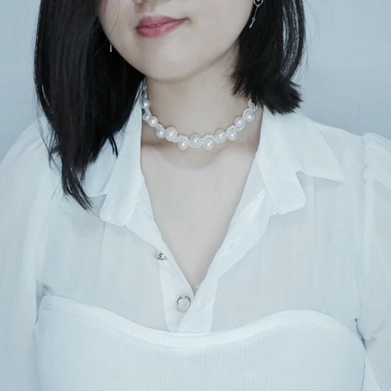 Danella Korean Pearl Choker Necklace Kalung Mutiara Korea Anyam Ulir