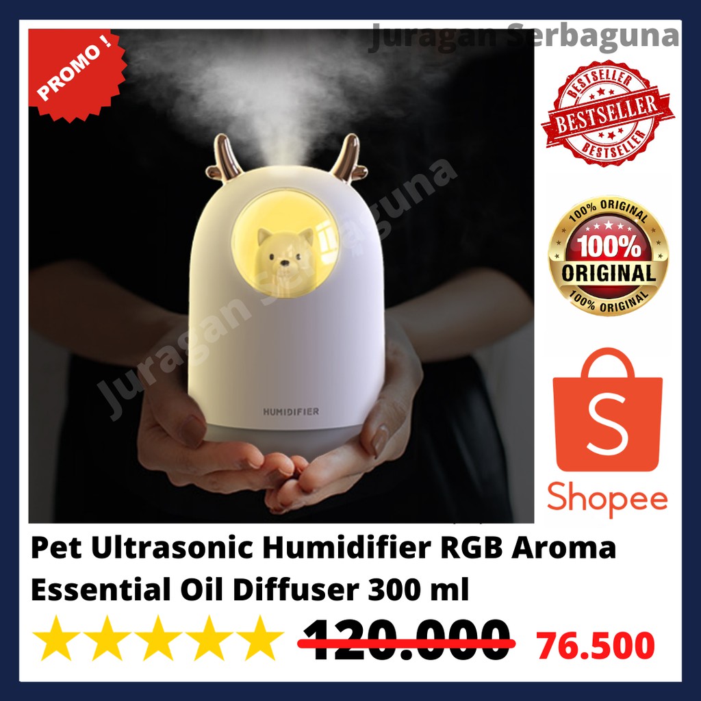 Pet Ultrasonic Humidifier RGB Aroma Essential Oil Diffuser 300 ml