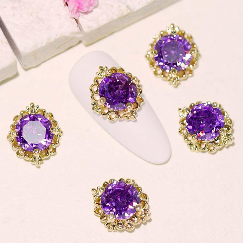 AUGUSTINA Agustina Bulat Kuku Berlian Imitasi Mewah Mengkilap 3D Kuku Pesona Nail Art Dekorasi Nail Art Ornamen Alloy Zirkon Nail Drills