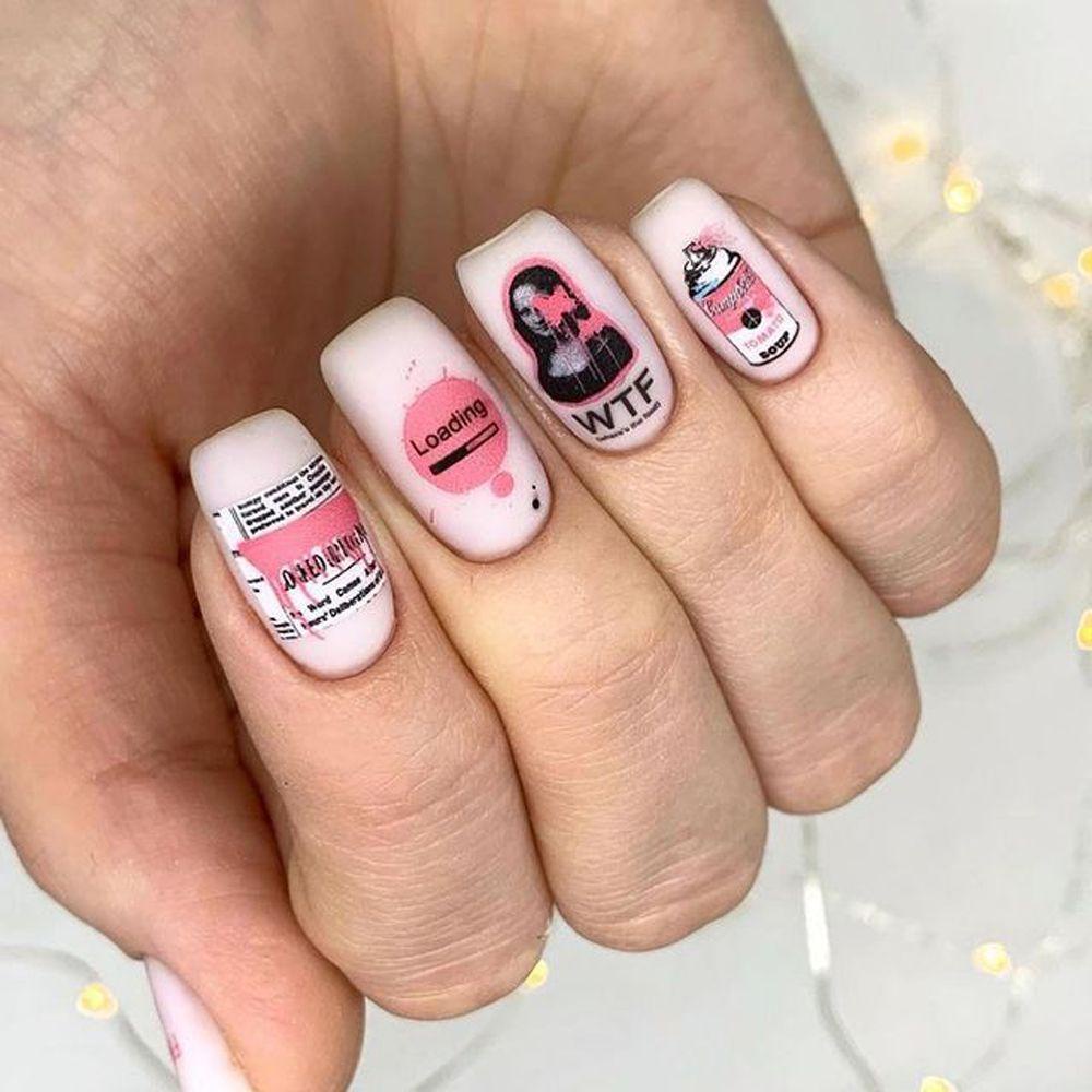 Mxbeauty Kartun Anime Nail Art Stiker Sailor Moon Lucu 1lembar Wanita Putri Salju Powerpuff Gadis Self-Adhesive Manicure Aksesoris Bebek Nail Tips Slider