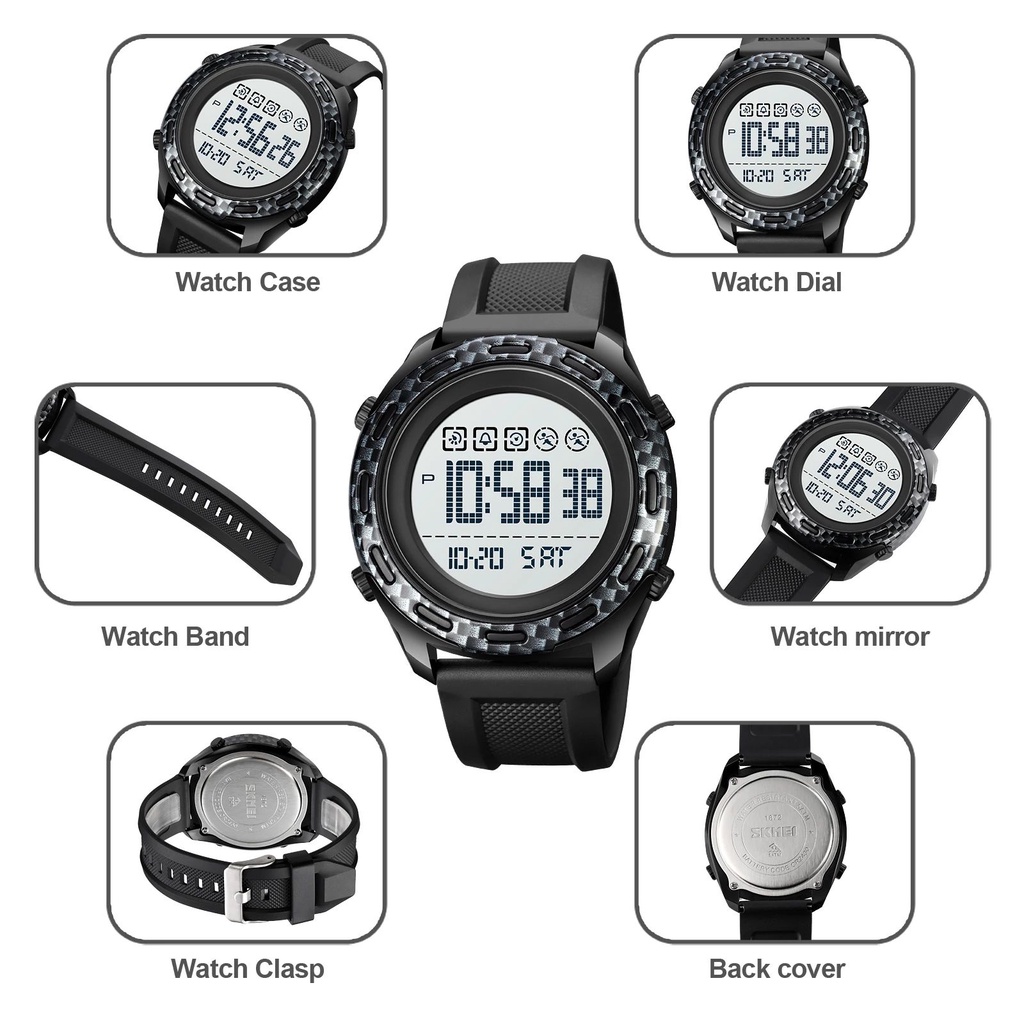 SKMEI 1872 Jam Tangan Pria Digital Chronograph Sport Watch Anti Air Tali Rubber WATCHKITE WKOS