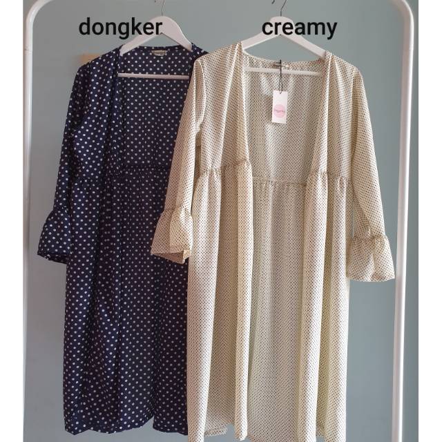 OUTER POLKADOT/outer/outfit/cardigan/longcardi/long outer