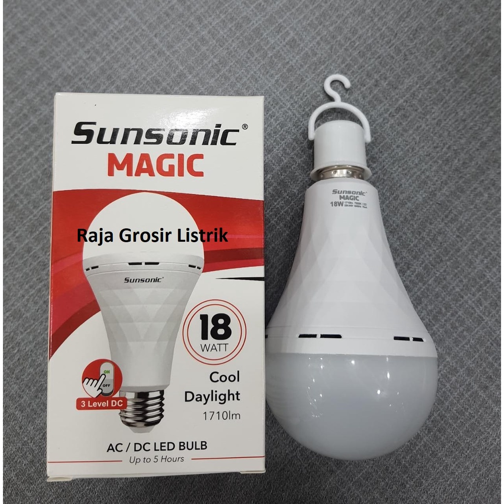 Sunsonic Lampu LED darurat 18 Watt 3 Mode Terang Ecer Grosir