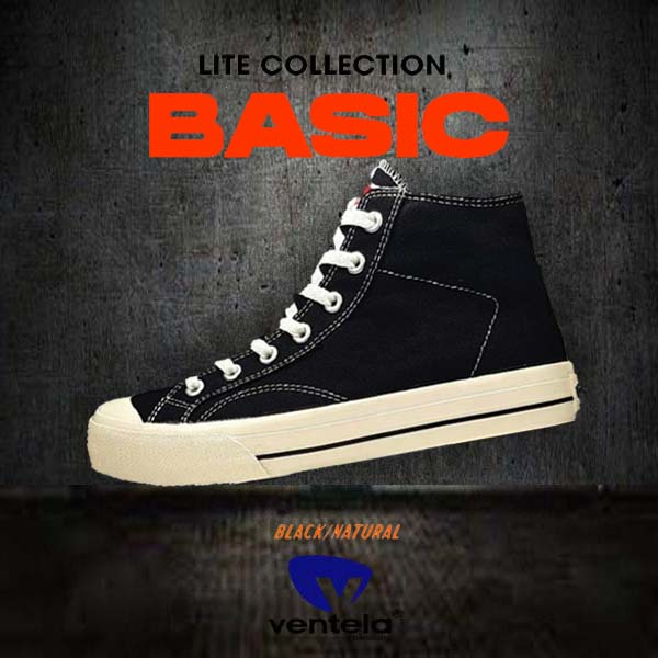 [HOT PRODUK] PROMO SEPATU VENTELA BASIC HIGH BLACK NATURAL COOL SHOES HITAM PUTIH
