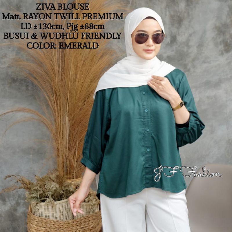 ZIVA BLOUSE OVERSIZE (JUMBO/LD ±130cm) RAYON TWILL PREMIUM //JF506-Emerald,ZivaOVERSIZE