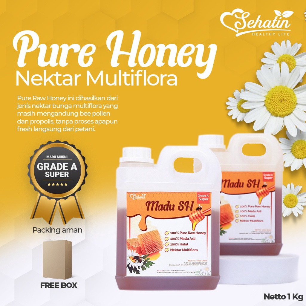 

K4_Madu Murni Asli Multiflora Pure 100% Raw Honey New Product Sehatin Herbal Kandungan Gula Alami Lebah Ternak Lebah Bunga dan Tumbuhan