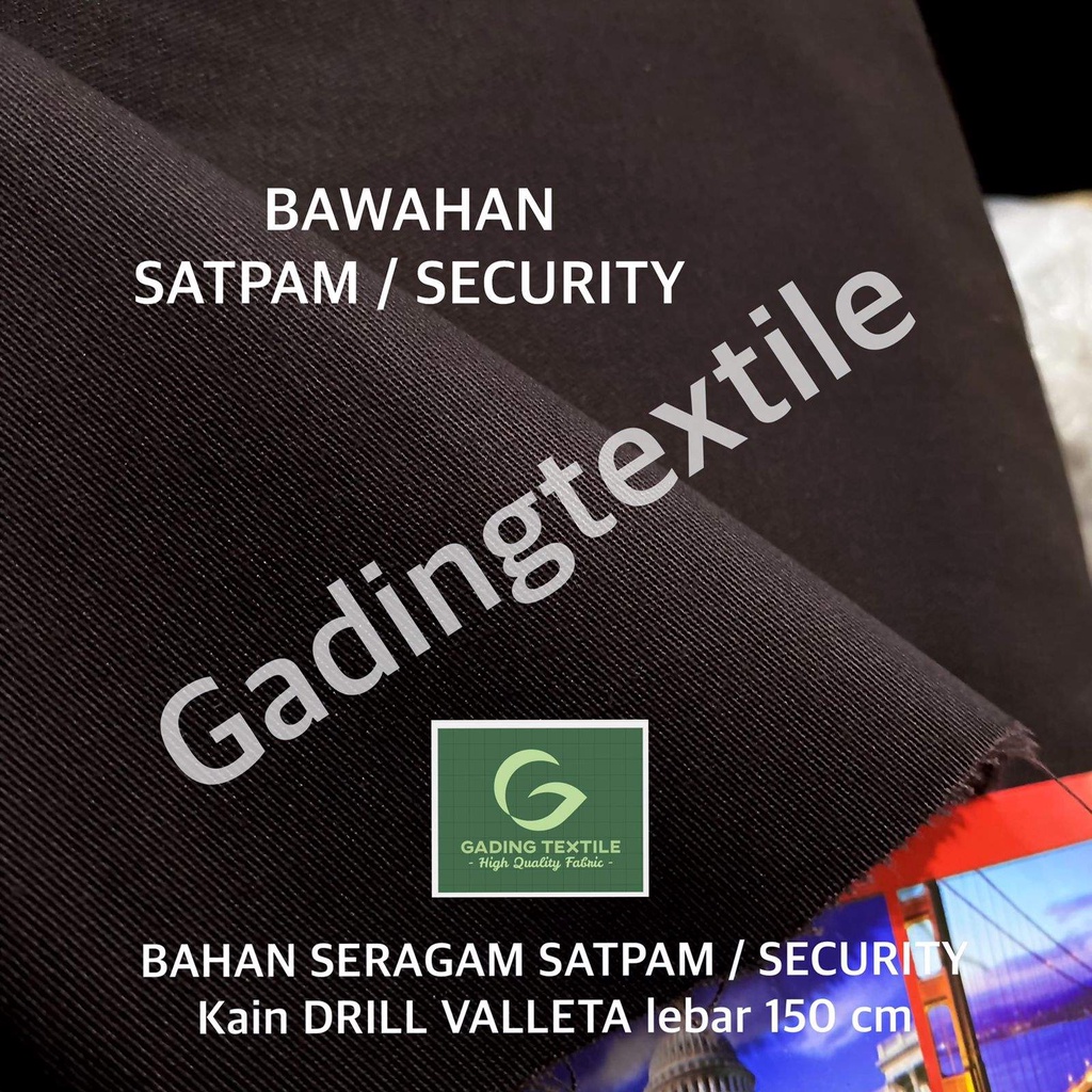 ( per 1 roll ) bahan seragam SATPAM SECURITY POLISI kain twill american drill VALLETA lebar 150 cm isi 27 meter bahan atasan bawahan pakaian baju kemeja celana rok seragam dinas PDH PDL