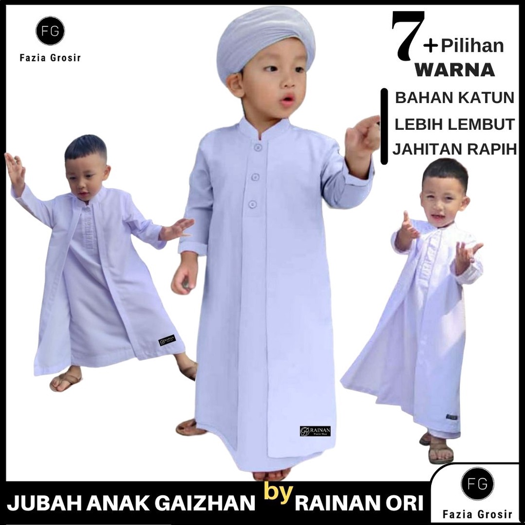 Jubah Anak GAIZHAN by RAINAN ORI / Jubah Anak Terbaru 2022 / Jubah Habib Anak / Jubah Anak Lengan Panjang / Gamis Anak Laki Laki / Jubah Anak Usia 1-13 tahun