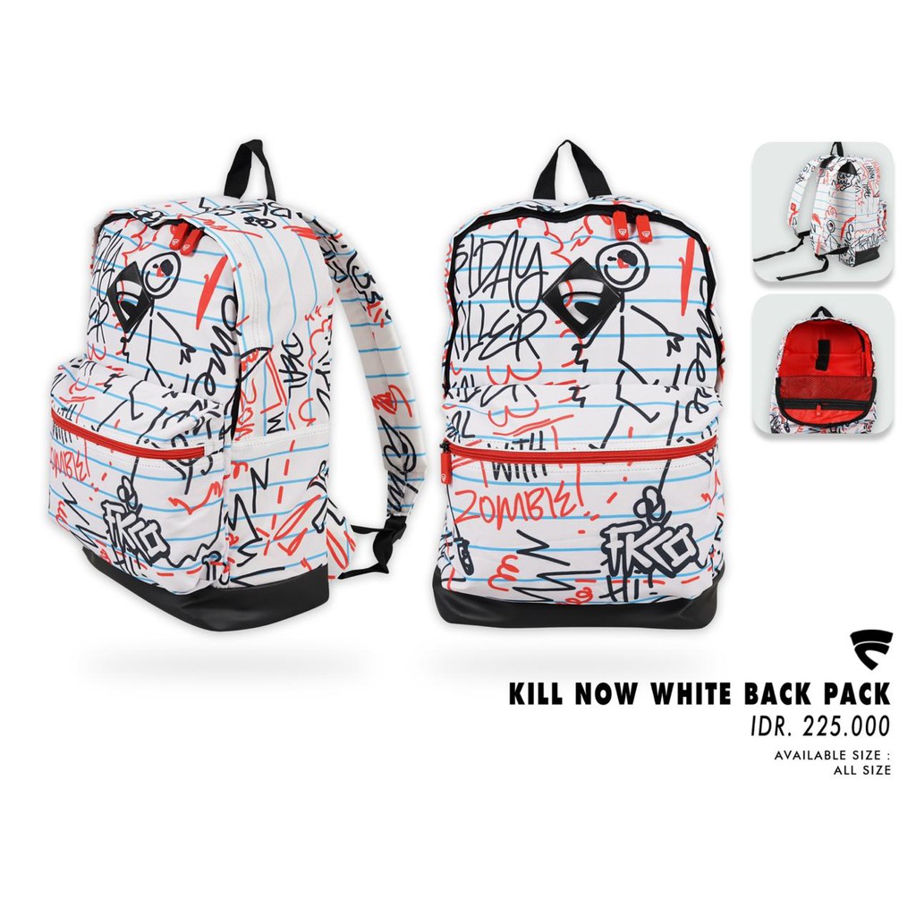 Bagpack / Tas FRIDAY KILLER "KILL NOW WHITE" fridaykiller_store