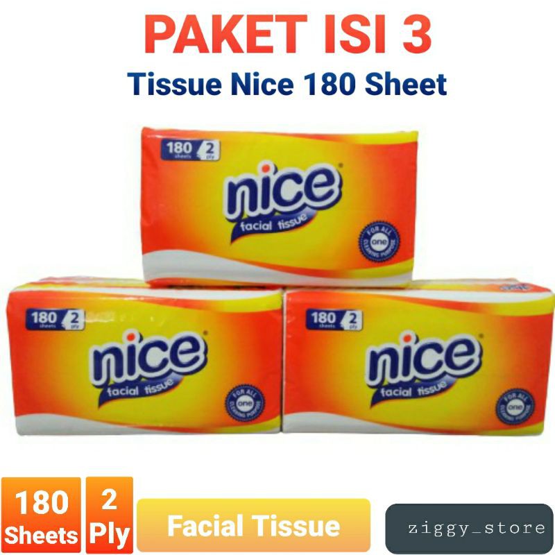 Tisu Nice 180 Sheets Paket isi 3 / Tissue Nice 180 Sheets
