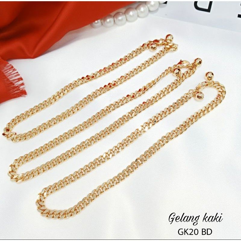 GELANG KAKI BIJI LADA KOMBINASI TITANIUM LAPIS EMAS 18k 74004.17-16.Sisik naga gold