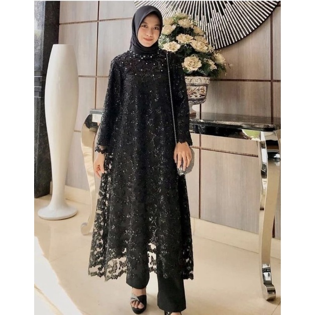 Gamis Perempuan Warna Hitam Kuning Navy Army/ Baju Wanita  Voila Maxy