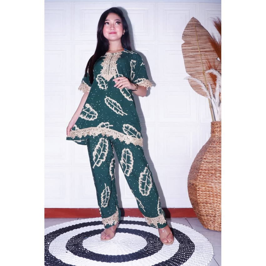 SETELAN ARABIAN MOTIF DAUN / SETELAN RENDA ARAB DAUN / DAILY ONE SET RAYON MOTIF DAUN BEST SELLER