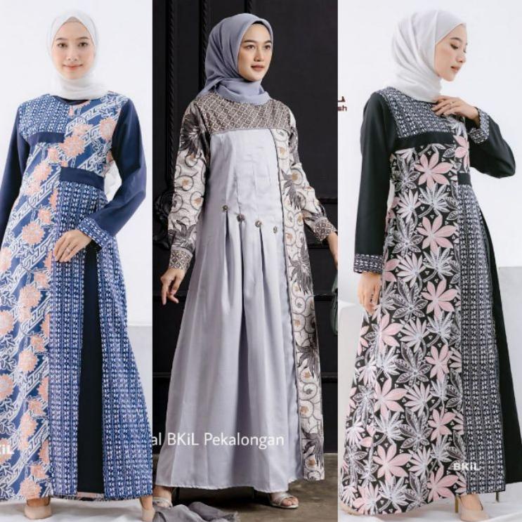 Model Baru Baju Batik Wanita Gamis Batik Modern Batik Kombinasi Shopee Indonesia