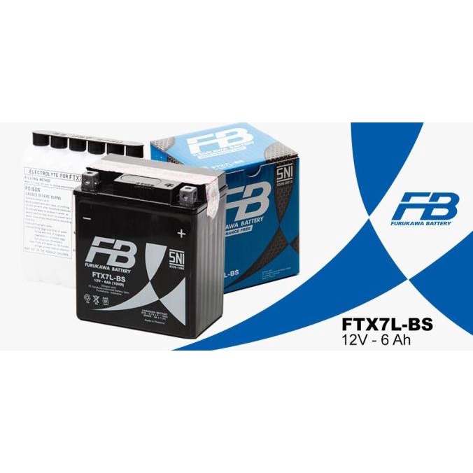 langsung order saja] Aki/Accu FB furukawa battery ftx7l-bs untuk motor KLX, Vespa, CB 250/4