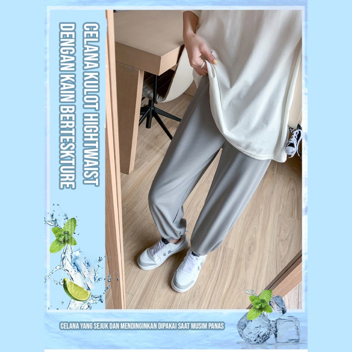 CJWP-H351 Celana Kulot Panjang Pant Jogger Highwaist/Celana kulot Rib Knit Berkualitas