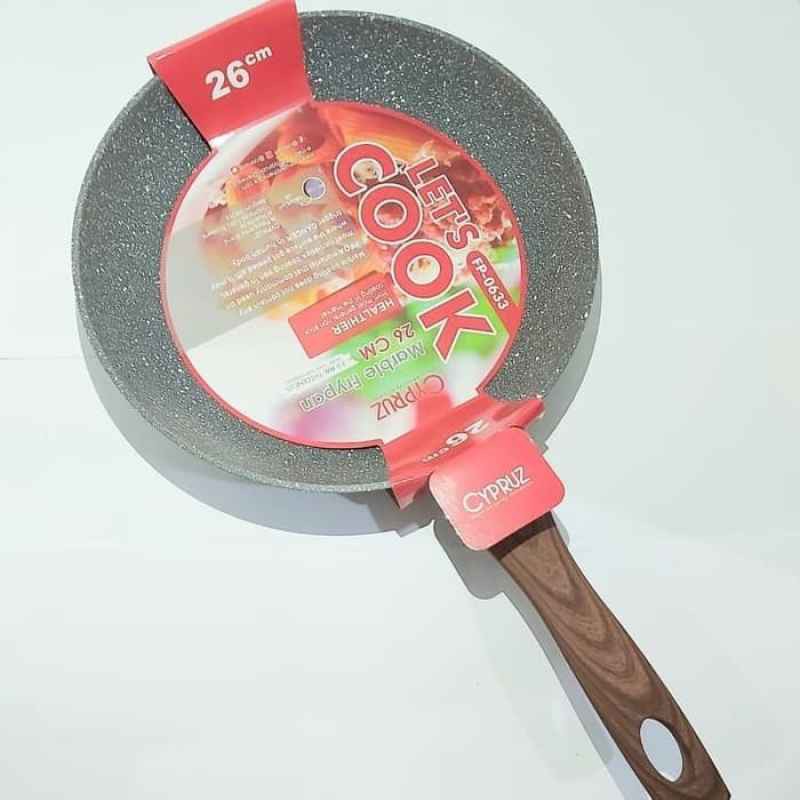 Wajan Anti Lengket Cypruz FP 0642 Fry Wok Wajan Grey Marble Induksi 26cm